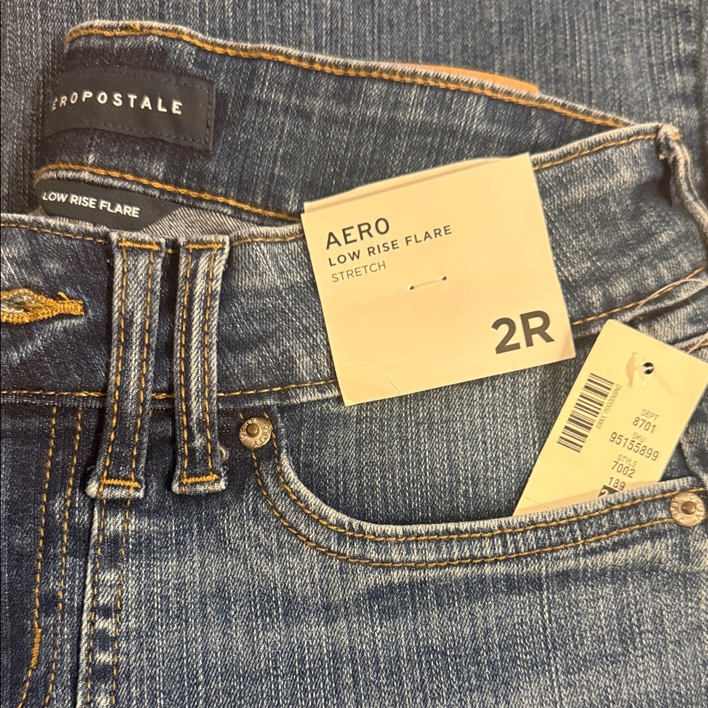 Aeropostale Women's Blue Low Rise Flare Jeans